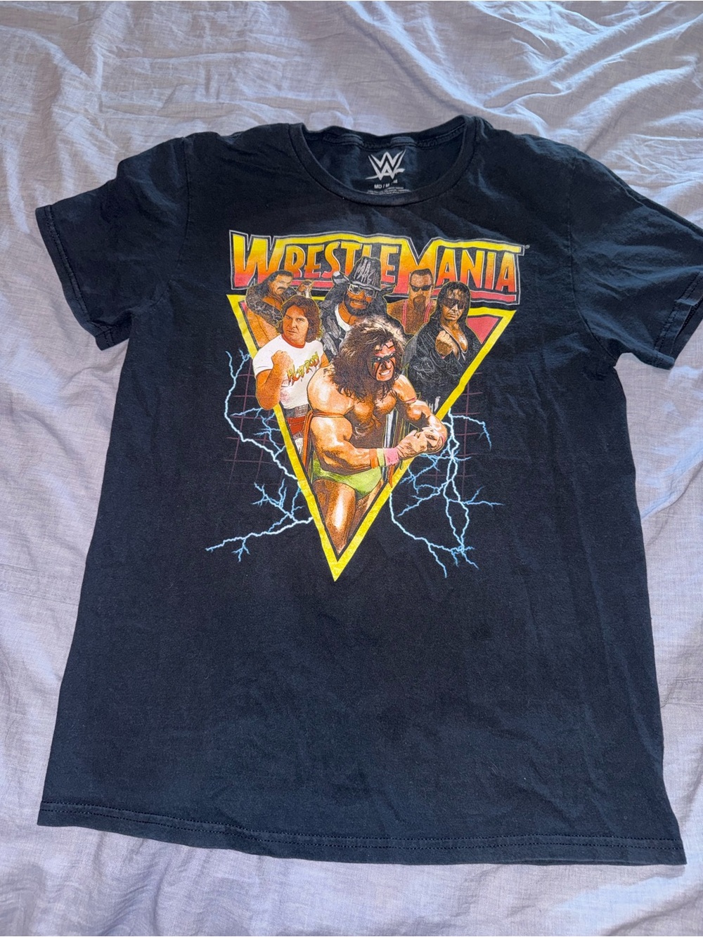 WWE Black WrestleMania Lightning Graphic Tee